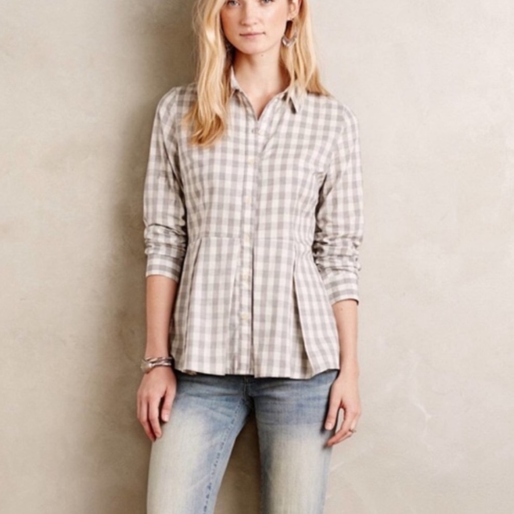 Anthropologie Grey Check Shirt